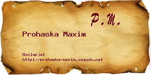 Prohaska Maxim névjegykártya